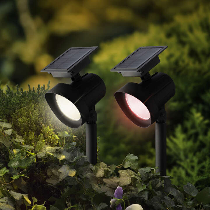 Decoris 2er Set Gartenstrahler Solar-Spotlight
